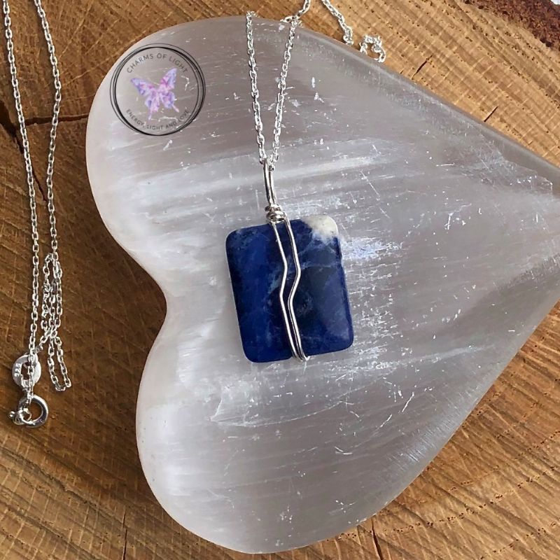 Sodalite Silver Wire Wrap Pendant